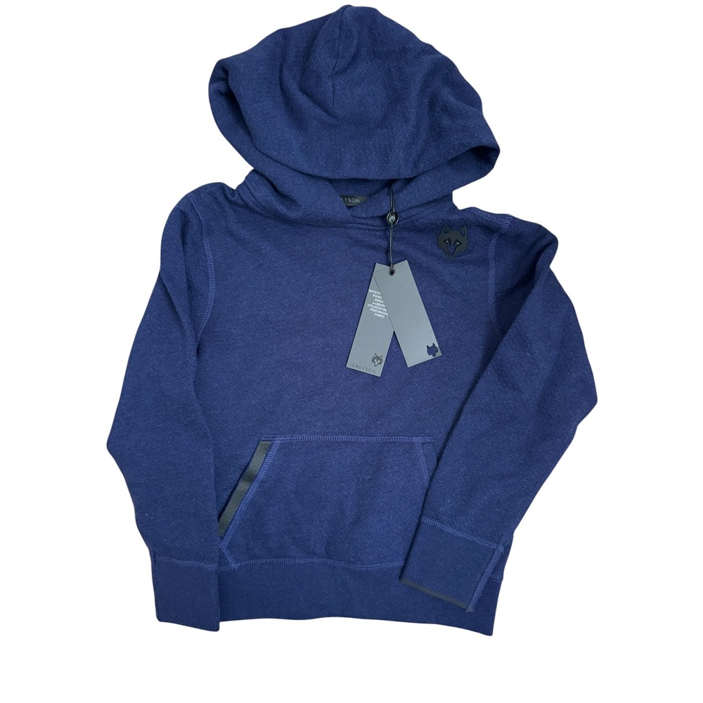 Greyson Youth Bleeker Hoodie Navy Heather Pima Cotton Sweatshirt S 4-5 NWT